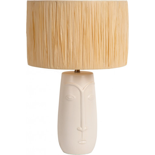 Lampa stołowa ceramiczna z plecionym kloszem boho Viso biały / kremowy Lucide