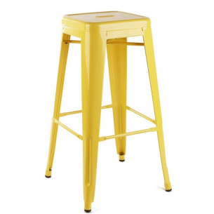 Paris 75 High insp. Tolix yellow metal bar stool D2.Design