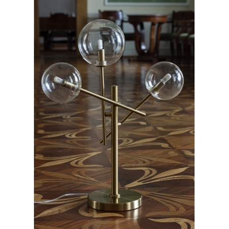 Stylowa Lampa stołowa szklana Lollipop Mosiądz/Przeźroczysta MaxLight do salonu.