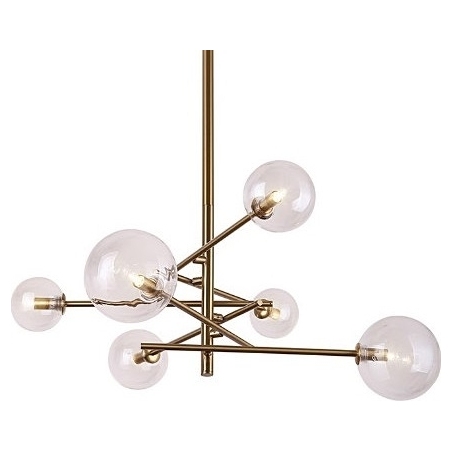 Stylowa Lampa sufitowa szklane kule Lollipop VI 88 Mosiądz/Przeźroczysty MaxLight do salonu i sypialni.