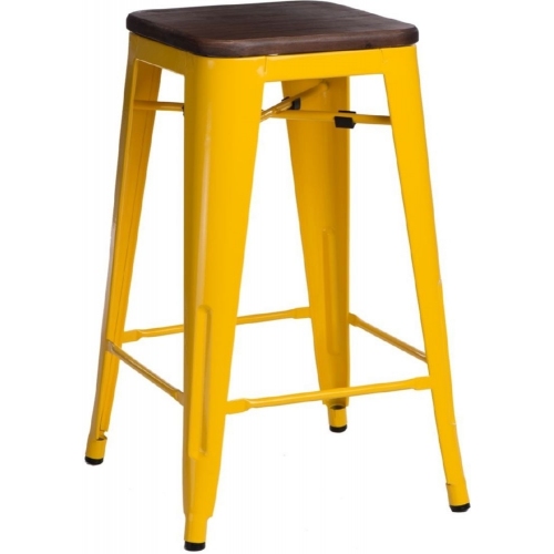 Paris 75 Wood walnut&amp;yellow metal bar stool D2.Design