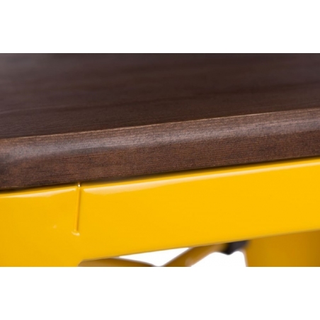 Designerski Hoker metalowy Paris 75 Wood Orzech/Żółty D2.Design do kuchni.