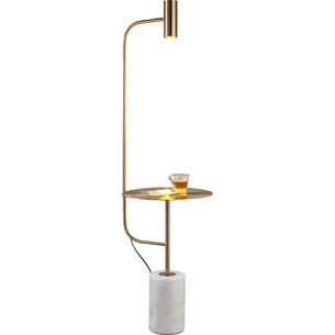 Lampa podłogowa ze stolikiem Vincent LED złoty / marmur Step Into Design 2