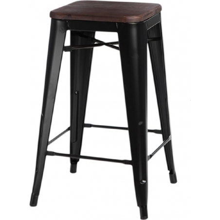 Paris 75 Wood walnut&amp;black metal bar stool D2.Design