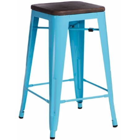 Paris 75 Wood walnut&amp;blue metal bar stool D2.Design