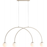 Lampa wisząca 4 szklane kule Una Coral 130cm biały / beż Aldex