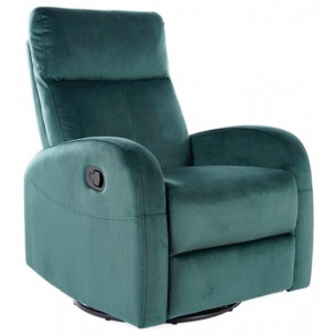 Olimp green velvet upholstered rocking chair with fold-out function Signal