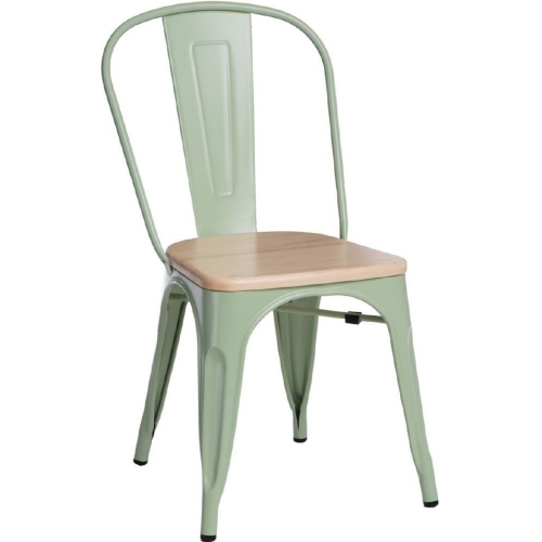 Designerskie Krzesło metalowe Paris Wood Naturalny Zielone D2.Design do jadalni, salonu i kuchni.