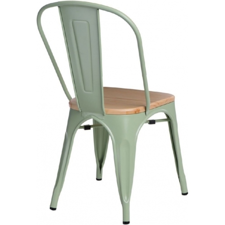 Designerskie Krzesło metalowe Paris Wood Naturalny Zielone D2.Design do jadalni, salonu i kuchni.