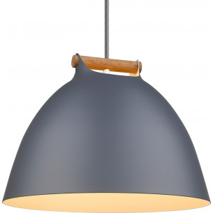 [OUTLET] Lampa wisząca skandynawska z drewnem Arhus 40cm szara HaloDesign