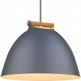 [OUTLET] Lampa wisząca skandynawska z drewnem Arhus 40cm szara HaloDesign