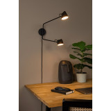 Milne LED black double wall lamp with touch switch Lucide