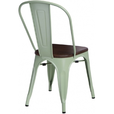 Designerskie Krzesło metalowe Paris Wood Orzech Zielone D2.Design do jadalni, salonu i kuchni.