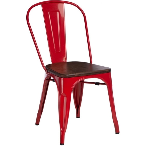 Paris Wood walnut&amp;red metal chair D2.Design
