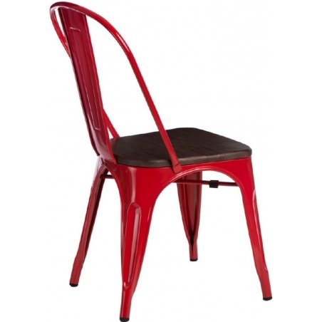 Designerskie Krzesło metalowe Paris Wood Orzech Czerwone D2.Design do jadalni, salonu i kuchni.