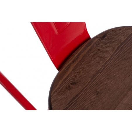 Designerskie Krzesło metalowe Paris Wood Orzech Czerwone D2.Design do jadalni, salonu i kuchni.