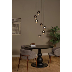 Tamino LED 52cm smoked glass&amp;black 7 point glass pendant lamp Lucide