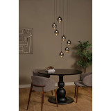 Lampa wisząca szklana 7 punktowa Tamino LED 52cm szkło dymione / czarny Lucide