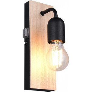 Arturo black&amp;wood bathroom wall lamp with switch Trio