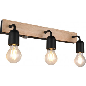 Arturo black&amp;wood triple bathroom wall lamp with switch Trio