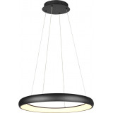 Cardona LED 75cm matte black circular pendant lamp with light colour control Trio