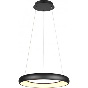 Cardona LED 62cm matte black circular pendant lamp with light control Trio