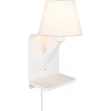 Comfort white wall lamp with on/off switch, usb and inductive charging Trio