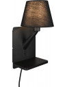 Comfort black wall lamp with on/off switch, usb and inductive charging Trio