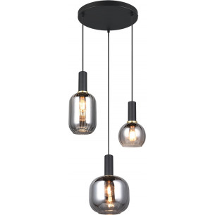 Diva III 30cm chrome&amp;black matt triple glass pendant lamp Trio