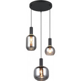 Lampa wisząca szklana potrójna Diva III 30cm chrom / czarny mat Trio