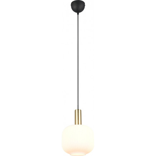 Lampa wisząca szklana Diva 20cm biały / mosiądz Trio