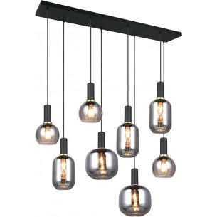 Diva VIII 120cm chrome&amp;black matt glass strip pendant lamp Trio