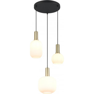 Lampa wisząca szklana potrójna Diva III 30cm biały / mosiądz Trio