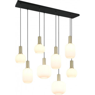 Lampa wisząca szklana na listwie Diva VIII 120cm biały / mosiądz Trio