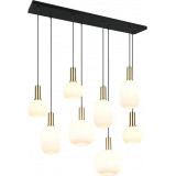 Lampa wisząca szklana na listwie Diva VIII 120cm biały / mosiądz Trio