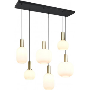 Lampa wisząca szklana na listwie Diva VI 92cm biały / mosiądz Trio