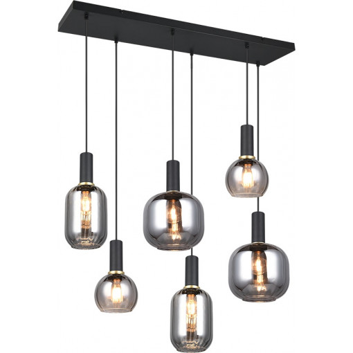 Diva VI 92cm chrome&amp;black matt glass strip pendant lamp Trio