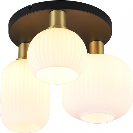 Diva white&amp;brass 3 point glass plafond Trio