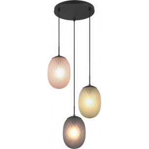 Facette III 43cm multicolour triple pendant lamp in decorative glass Trio