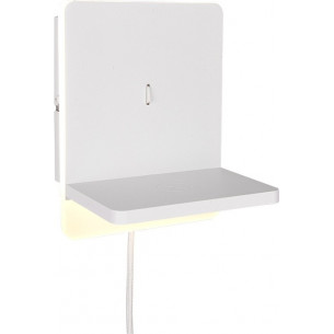 Fairfield LED white matt modern wall lamp with usb shelf and inductive charging Trio