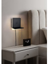 Fairfield LED matte black modern wall lamp with usb shelf and inductive charging Trio
