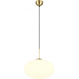 Lampa wisząca szklana kula Fomento 40cm biały / mosiądz Trio