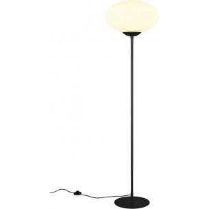 Lampa podłogowa szklana kula Fomento 150cm biały / mosiądz Trio