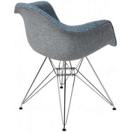Designerskie Krzesło tapicerowane z podłokietnikami DAR Duo Niebiesko-Szare D2.Design do jadalni, salonu i kuchni.