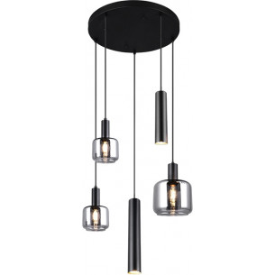 Mataro V 40cm chrome glass&amp;black multi-point glass pendant lamp Trio