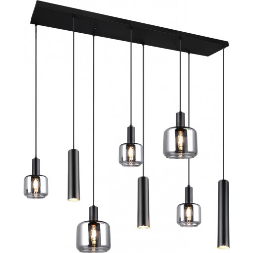 Mataro VIII 118cm chrome glass&amp;black multi-point glass pendant lamp Trio