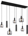 Lampa wisząca szklana wielopunktowa Mataro VIII 118cm chromowane szkło / czarny Trio