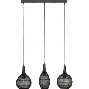 Soraya III 86cm black oriental triple strip pendant lamp Trio