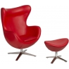 Designerski Fotel z podnóżniem Jajo Leather Czerwony D2.Design do salonu i sypialni.