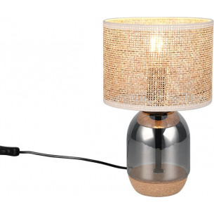 Tara 20cm H32cm chrome table lamp on glass base with woven shade Trio